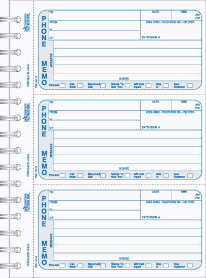 Picture of Phone Memo Book - 2 Part Carbonless (PM-101-2)