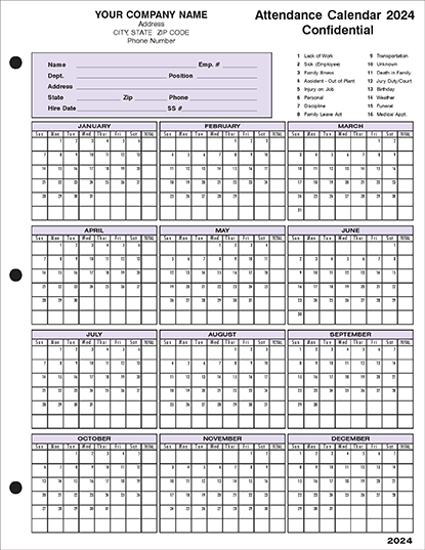 Picture of Attendance Calendar - Imprinted (AC-370)