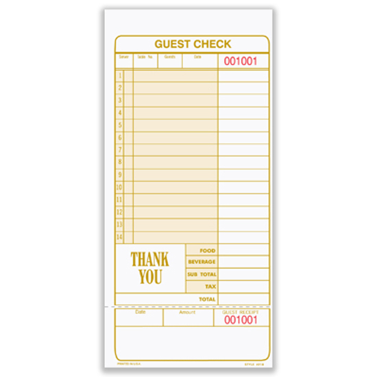 Picture of Guest Check - Blank (4918-1-BLNK)