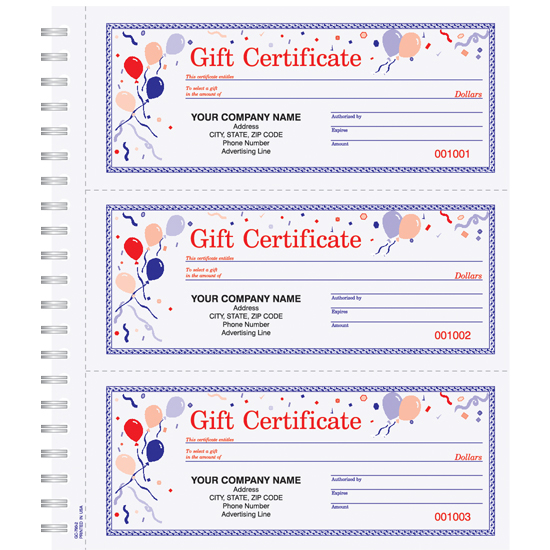Ballons Gift Certificate Book GC-793-2