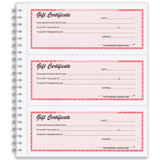 Picture of Gift Certificate Wire-Bound Book (GC-791-2-BLNK)