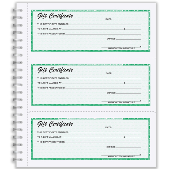Picture of Gift Certificate Wire-Bound Book (GC-792-2-BLNK)