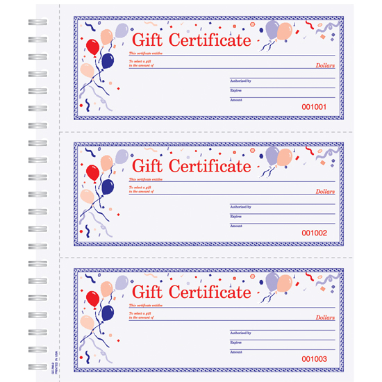Picture of Gift Certificate Wire-Bound Book (GC-793-2-BLNK