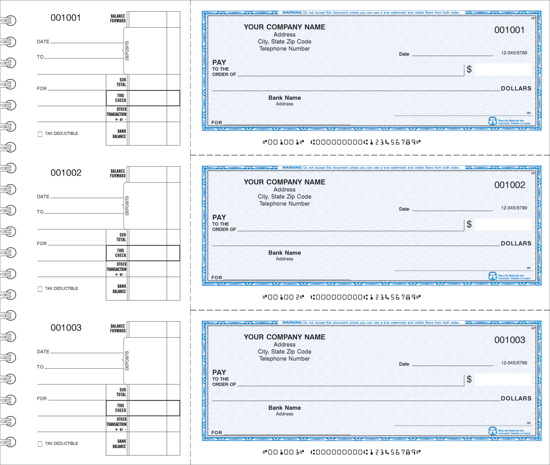 Picture of Wire Bound General Expense Checks 1 Part Blue (DFC-145-1)