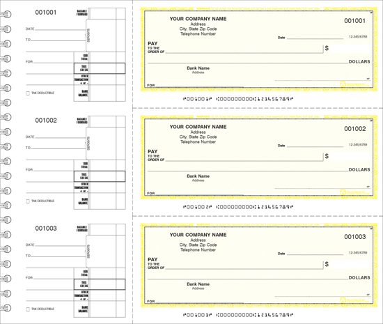 Picture of Wire Bound General Expense Checks 1 Part Yellow (DFC-121-1)