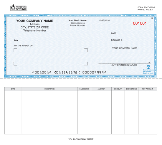 Picture of Accounts Payable Security Check - 3PT Blue Screened Background (SCCC-380-3)