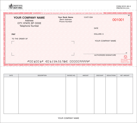 Picture of Accounts Payable Security Check - 2PT Red Screened Background (SCCC-381-2)