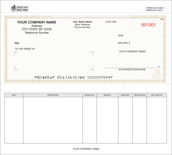 Picture of Accounts Payable Security Check - 2PT Brown Screened Background (SCCC-383-2)