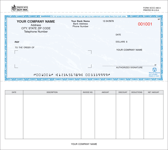 Picture of Accounts Payable Security Check - 3PT Blue Marble Background (SCCC-480-3)