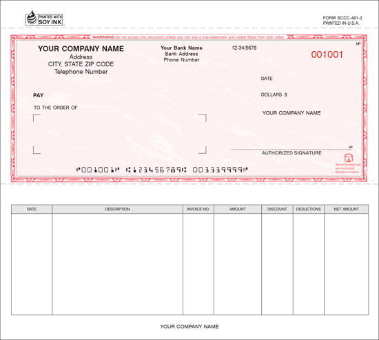 Picture of Accounts Payable Security Check - 3PT Red Marble Background (SCCC-481-3)