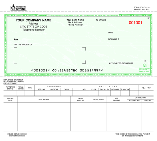 Picture of Dual Purpose Security Check - 3PT Green Marble Background (DCCC-472-3)