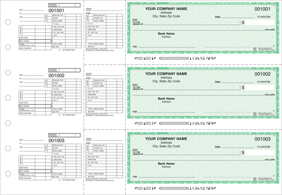 Picture of 7-Ring Binder Payroll Checks 1 Part Green (DFC-190-1)