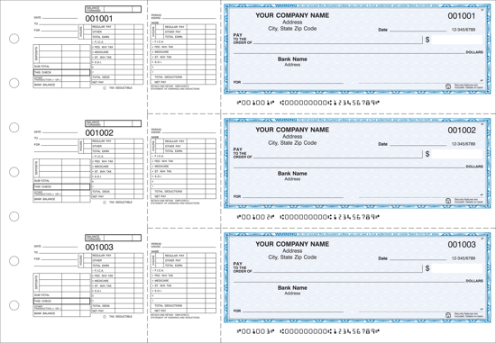 Picture of 7-Ring Binder Payroll Checks 1 Part Blue (DFC-191-1)