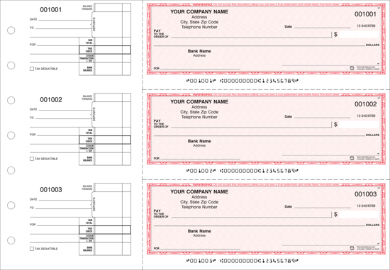 Picture of 7-Ring Binder General Expense Checks 2 Part Red (DFC-335-2)