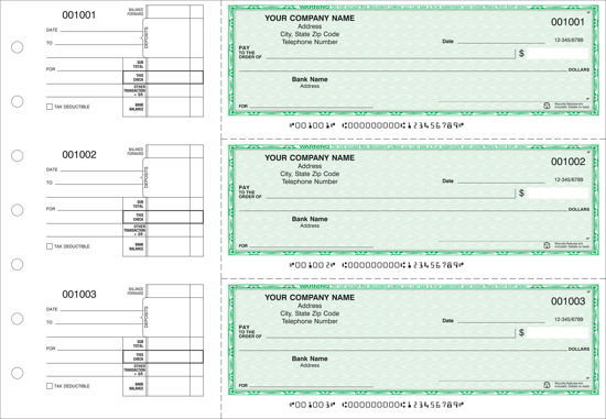 Picture of 7-Ring Binder General Expense Checks 1 Part Green (DFC-333-1)