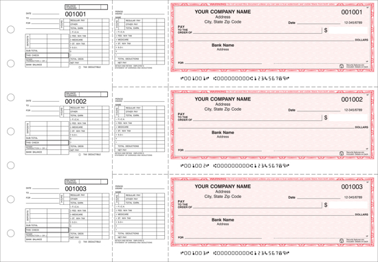 Picture of 7-Ring Binder Payroll Checks 1 Part Red (DFC-192-1)
