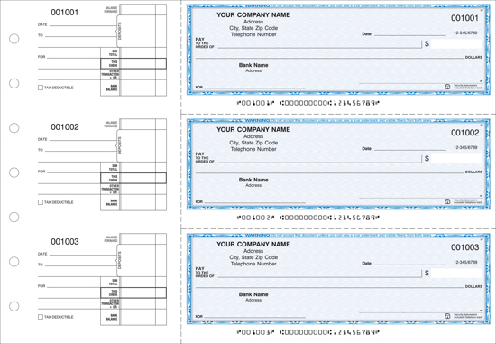 Picture of 7-Ring Binder General Expense Checks 2 Part Blue (DFC-334-2)