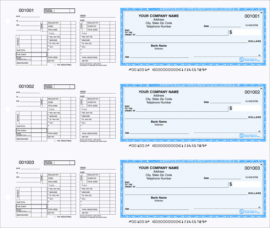 Picture of 3-Ring Binder Payroll Checks 1 Part Blue (DFC-139-1)