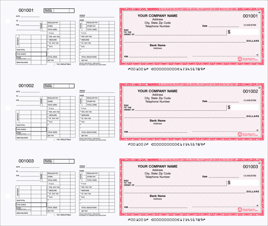 Picture of 3-Ring Binder Payroll Checks 1 Part Red (DFC-184-1)