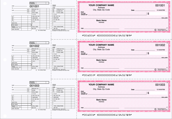 Picture of 3-Ring Binder Payroll Checks 1 Part Red (DFC-187-1)