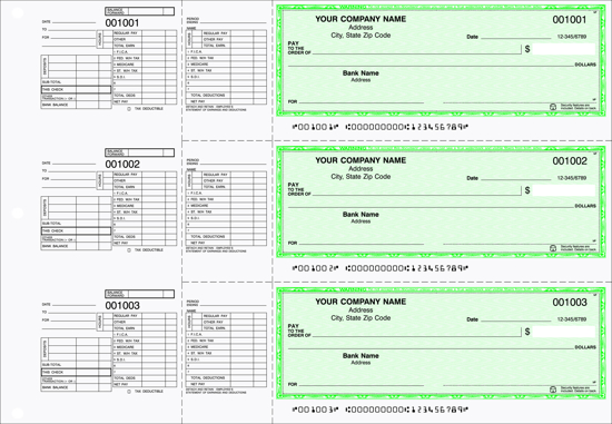 Picture of 3-Ring Binder Payroll Checks 2 Part Green (DFC-104-2)
