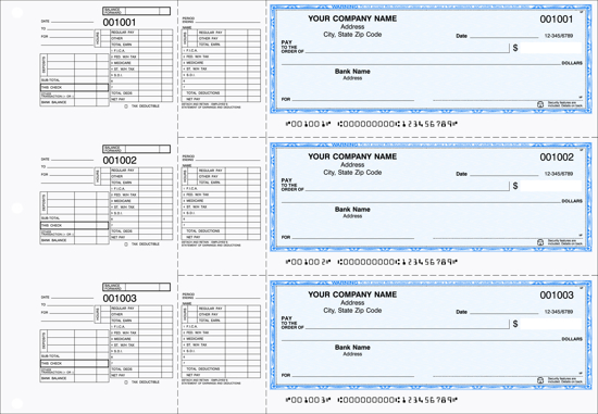 Picture of 3-Ring Binder Payroll Checks 2 Part Blue (DFC-186-2)