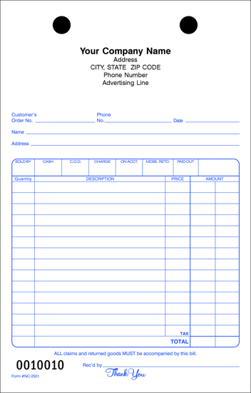 2-Part Register Form - Cash/Charge (NC-2501)