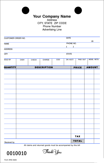 3-Part Register Form - Cash/Charge (NC-3525 )